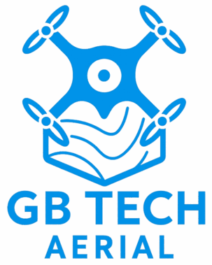 gb tech aerial drone mapping logo – blue transparent